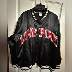 Victoria's Secret Black Varsity Jacket with Red Lettering